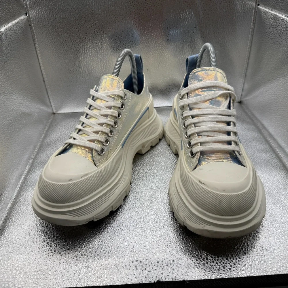 Size EU 37 Alexander McQUEEN Tread Slick Iridescent Leather Womens‎ Sneakers